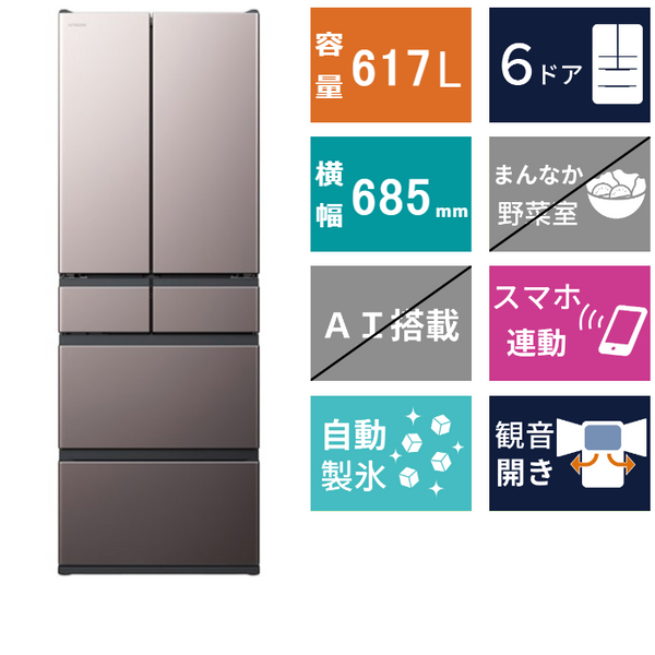 6ドア冷凍冷蔵庫<br>R-HWC62X (617L)