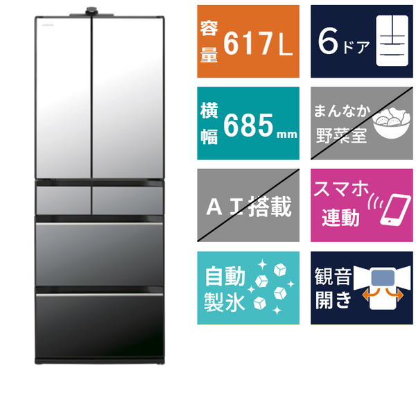 6ドア冷凍冷蔵庫<br>R-HXCC62X (617L)