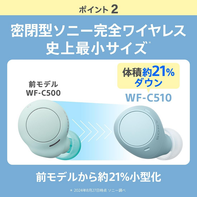 【SONY】<br>ワイヤレスイヤホン　WF-C510