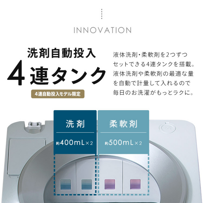 【アイリスオーヤマ】<br>洗濯機　4連自動投入モデル　TCW-80A01-W