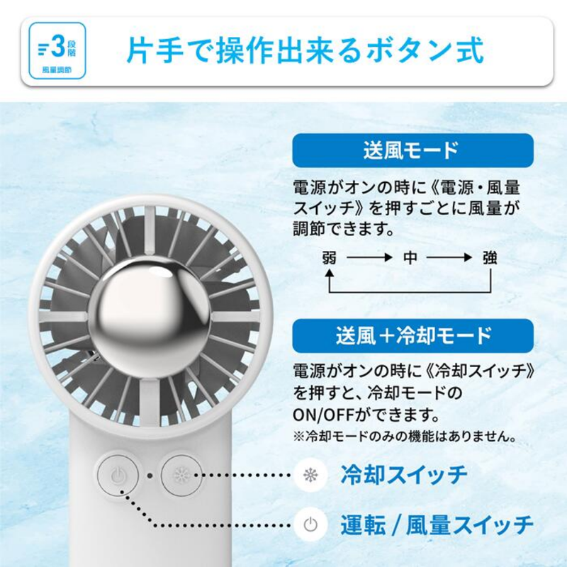 【Kaltech】<br>アイスハンディファン　KL-HF01