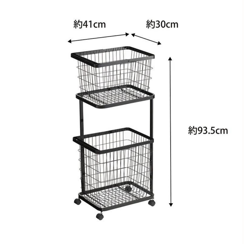 【tower】ランドリーワゴン＋バスケット 3点セット 山崎実業3351/3352