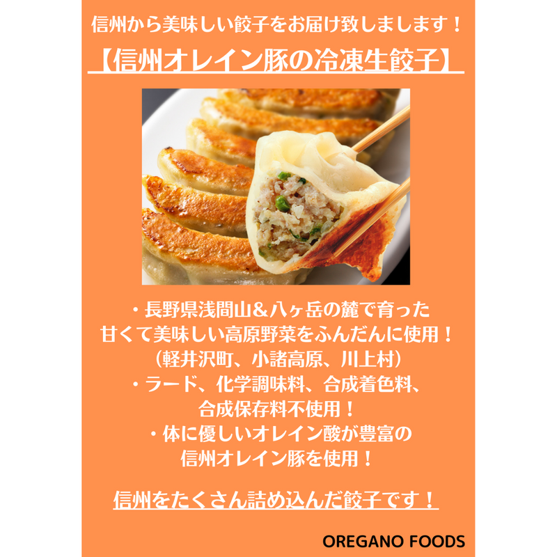 【長野県】<br>信州オレイン豚の冷凍⽣餃⼦