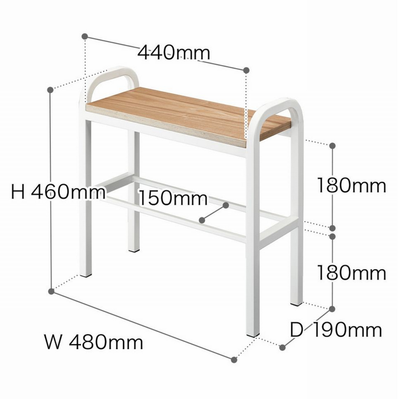 【tower】立ちやすいベンチシューズラック ホワイト/ブラック 山崎実業 4787/4788