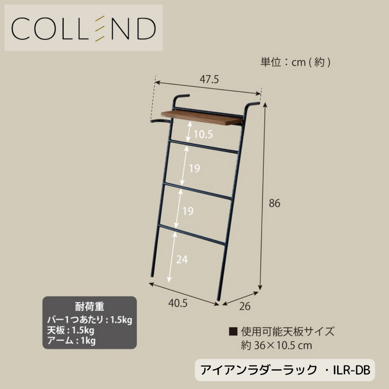 【 COLLEND 】お客様組立品<br>アイアン ラダーラック／IUR-DB